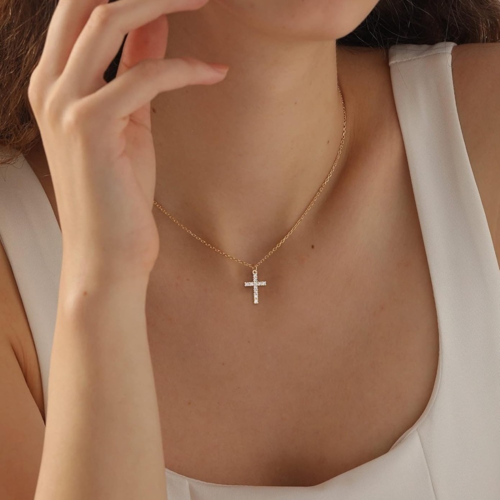 Simple Layered Small Cross  Necklace Thing Chain Necklaces - Picture 3 of 6